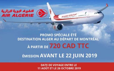 Promotion Air Algérie : Billet aller-retour à partir de 720$